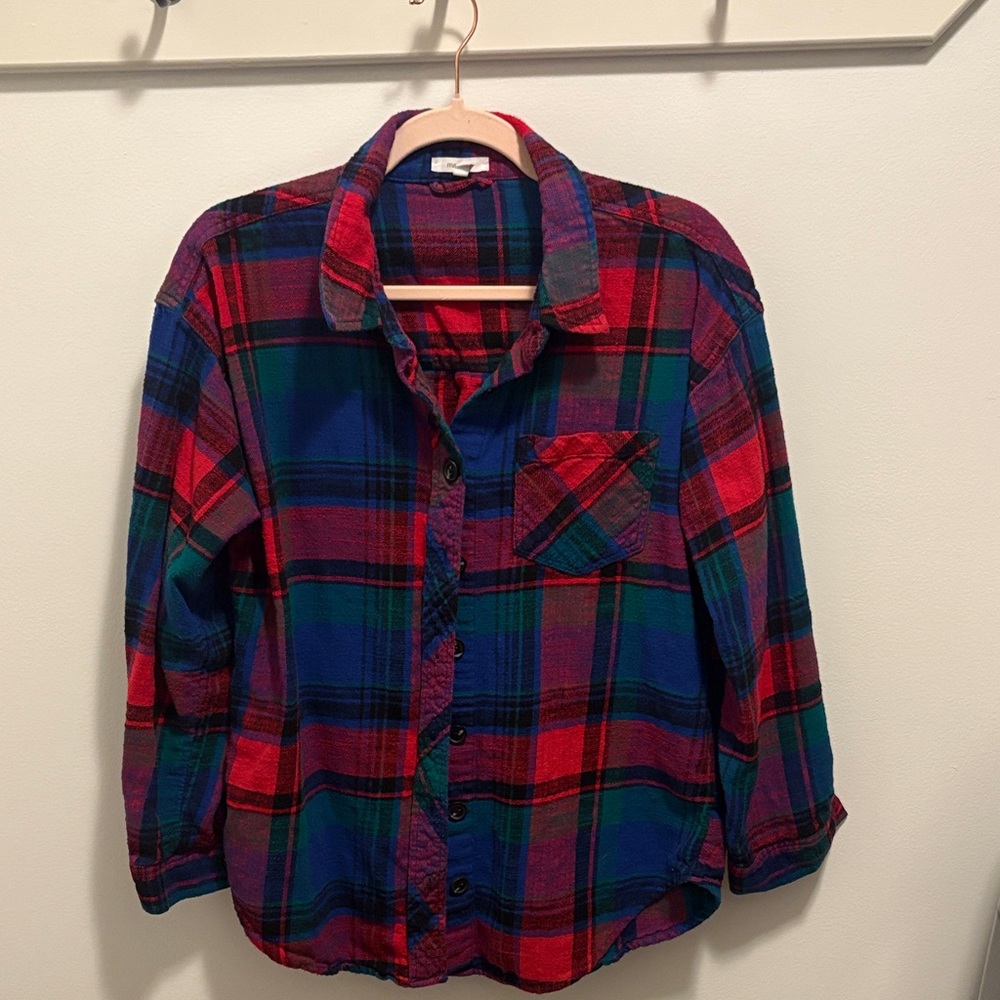 Maurices Red and Blue Plaid Button Down Shirt